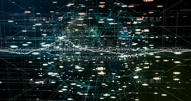 摘要数字网络数据背景，三维渲染