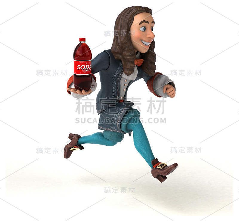 3D插图的卡通人在历史巴洛克服装