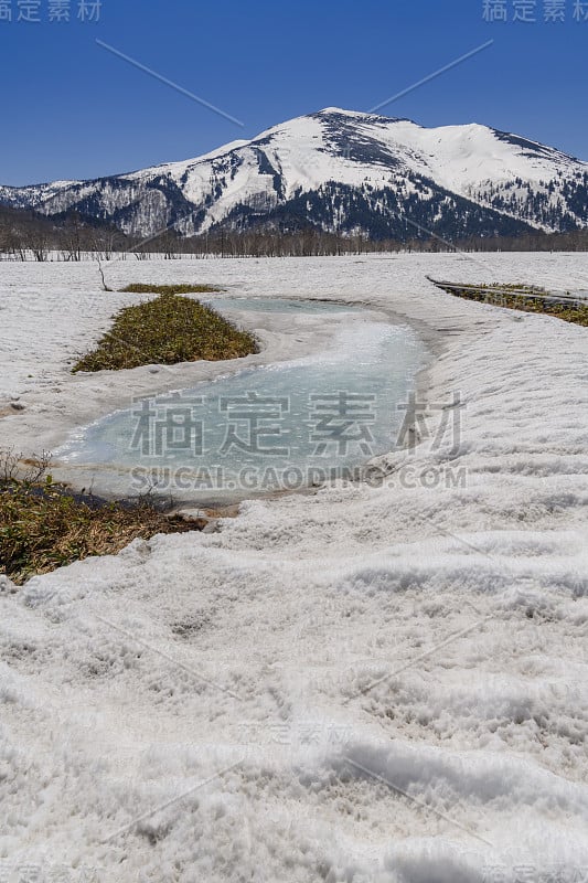 从Ozegahara沼泽看到的shibutsu山