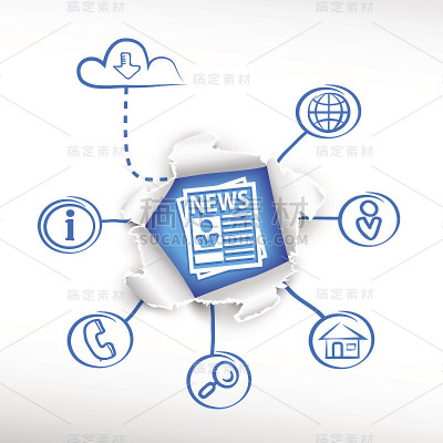 报纸和示意图。涂鸦矢量插图。
