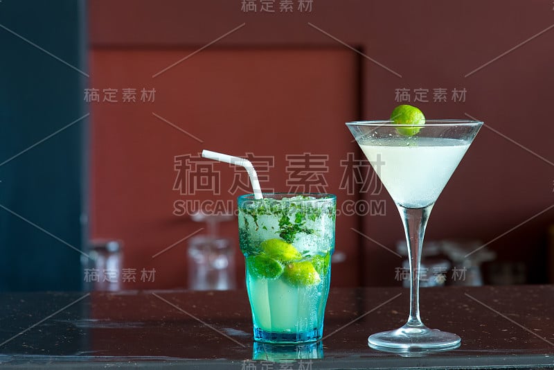 玛格丽特和莫吉托鸡尾酒