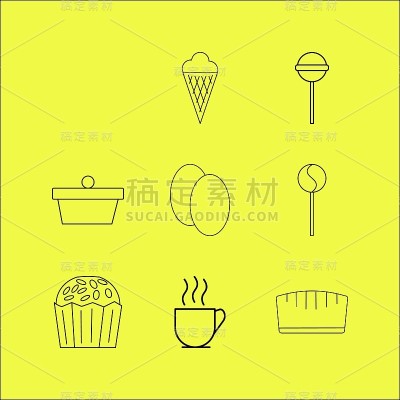 食物和饮料线性图标设置