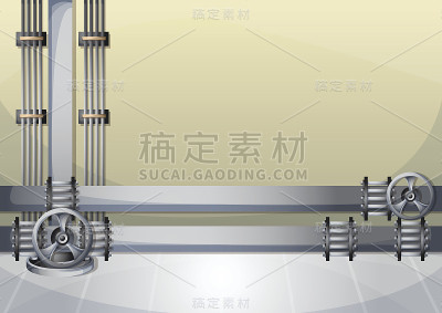 卡通矢量插图水管墙与分离层
