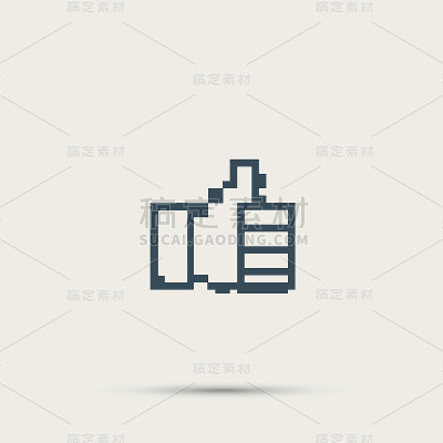 像素图标举起手指。矢量设计