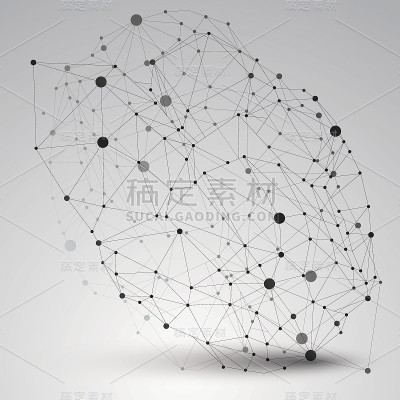 空间矢量单色数字物体，三维技术图形