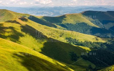 夏天山上长满草的山坡