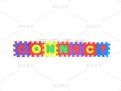 将标志与白色背景上的彩色字谜字母连接起来