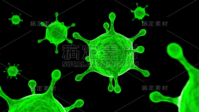 病毒显微镜放大3D渲染
