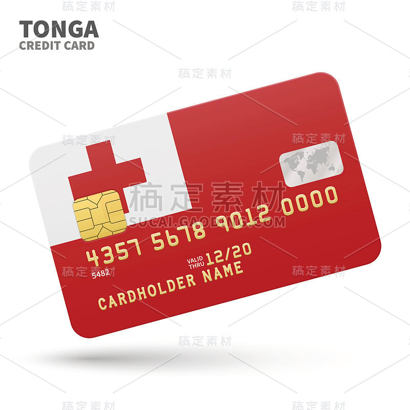 Credit card with Tonga flag background for bank, p