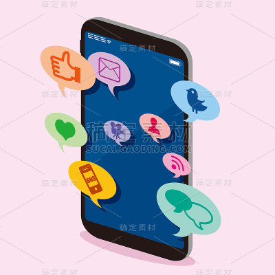 智能手机SNS网站图标向量