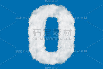 字母O或数字0箭头制成的云在蓝色