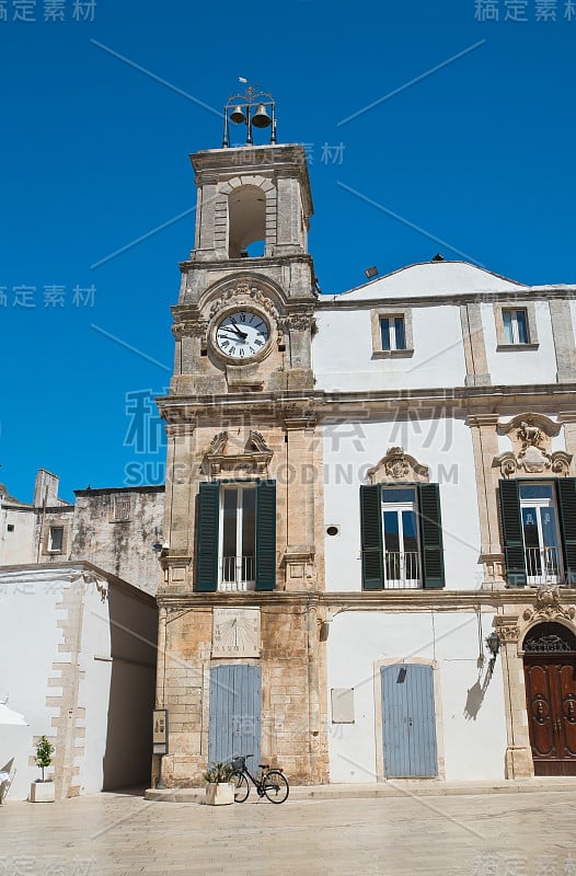 Clocktower。玛蒂娜通用。Puglia。意大利。