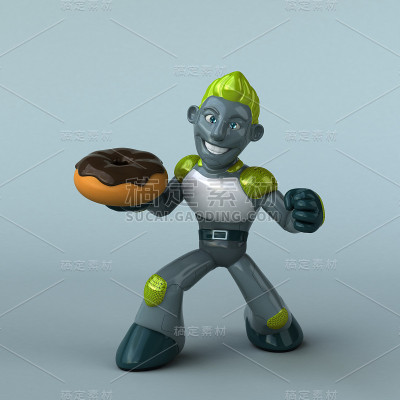 绿色机器人- 3D插图