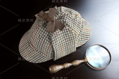 猎鹿帽，和古董放大镜上的黑色背景