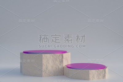 抽象模拟平台场景，用于展示产品展台，3d渲染场景。