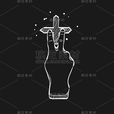 草图图标在黑色-手势