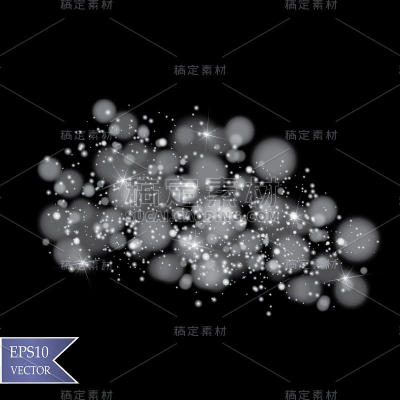 白光在透明的背景上爆炸。矢量插图灯光效果装饰与光线。明亮的恒星。半透明的阳光，明亮的耀斑。中心充满活