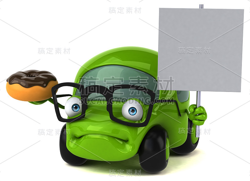 有趣的汽车- 3D插图