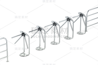有银色旋转门的一排