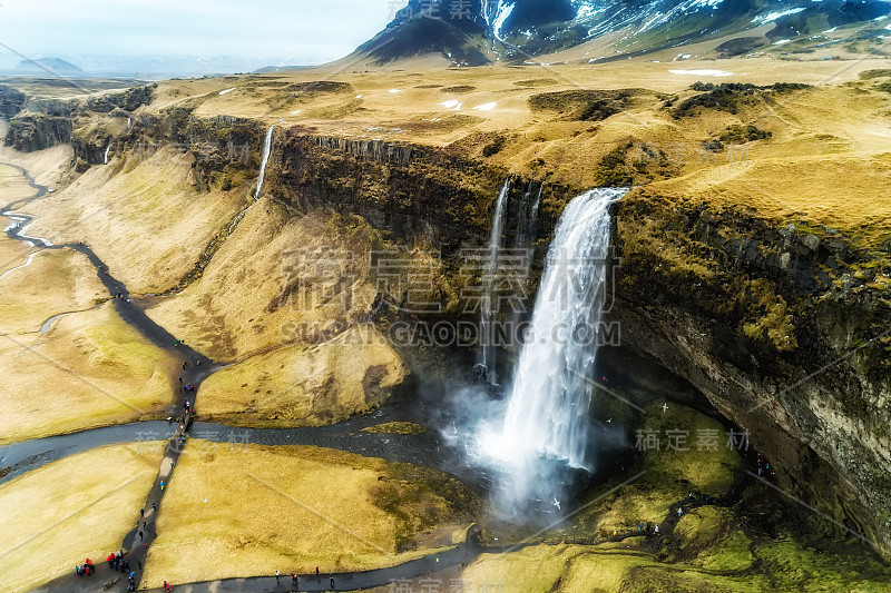 鸟瞰图瀑布Seljalandsfoss