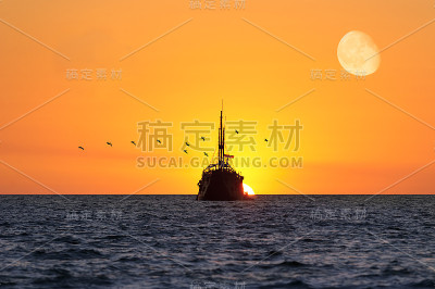 船日落