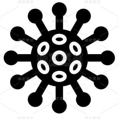 病毒或细菌矢量插图，固体样式图标