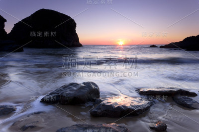 日落时分的康沃尔台阶