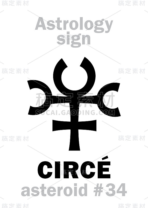 星相字母表:CIRCÉ，编号34的小行星。象形文字符号(单符号)。