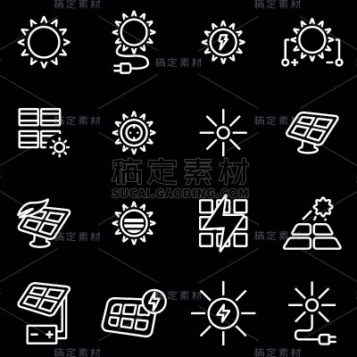 矢量线太阳能图标设置