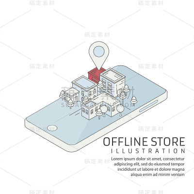 线下店铺等距，店铺市场景观带位置标识，线上到线下电商