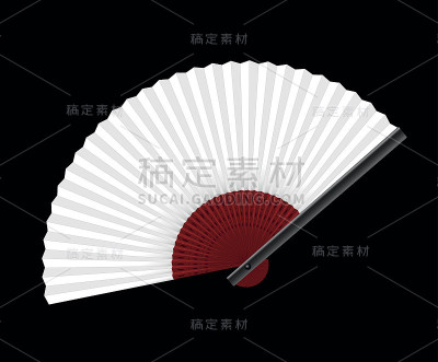 白手扇黑色背景