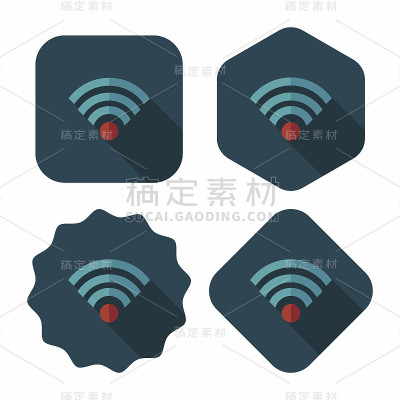 无线wifi平面图标与长影子