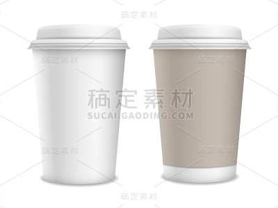 集两个现实的矢量空白纸带走杯子孤立在白色背景