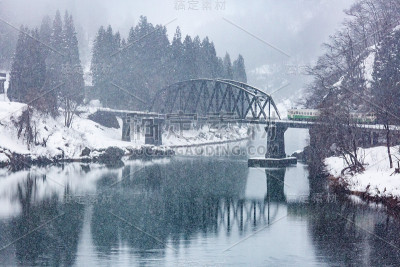 火车在冬季景观雪