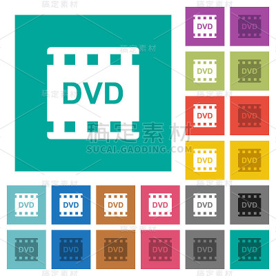DVD电影格式方形平多色图标