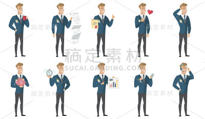矢量插图集与新郎字符