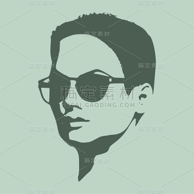 一个戴着黑墨镜的漂亮女人的肖像。