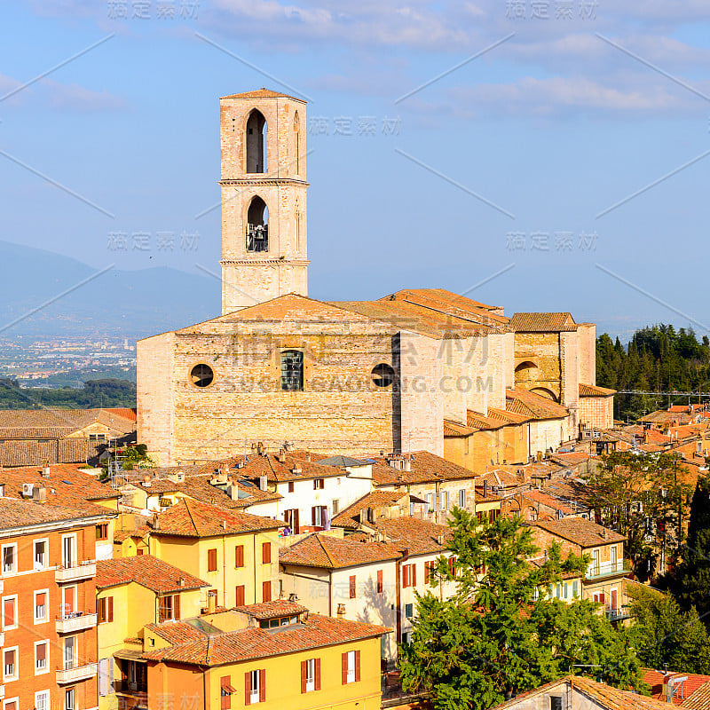 Perugia的全景，Umbria, Italy