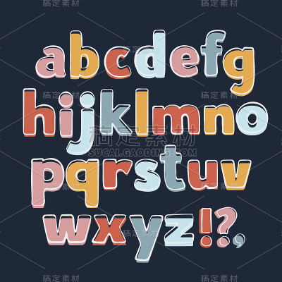 向量字母表。手绘的信件。用毛笔写下的字母。
