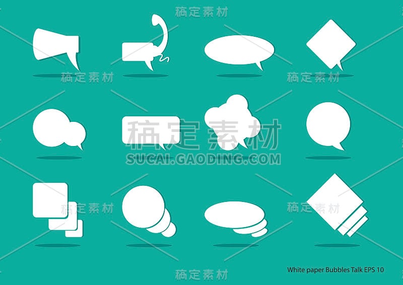 白纸气泡矢量插图。