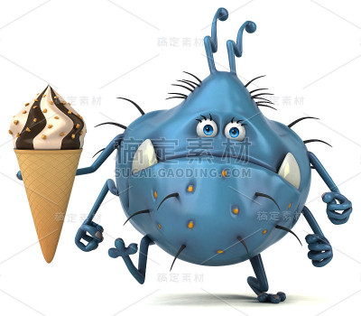有趣的细菌- 3D插图