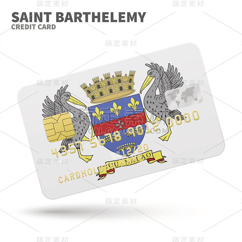 Credit card with Saint Barthelemy flag background 