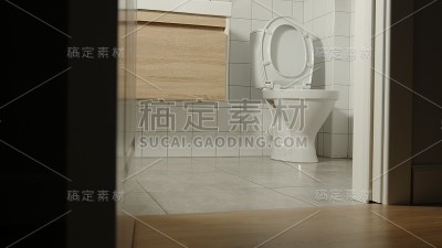 晚上打开家里的厕所