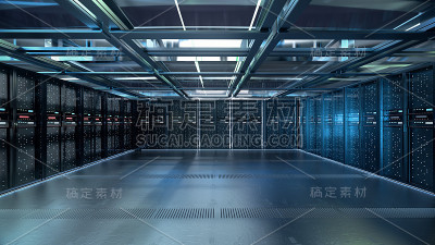 服务器室或服务器计算机。3 d渲染。