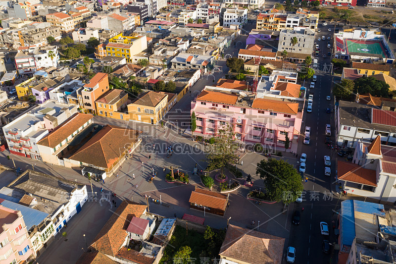 鸟瞰佛得角圣地亚哥岛圣卡塔琳娜区阿索马达市