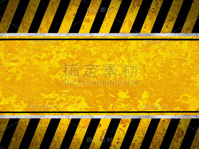 垃圾金属背景与黑色和黄色条纹