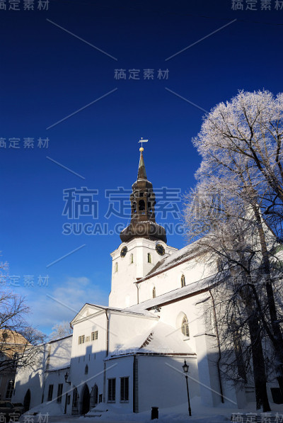 塔林古城部分在冬天。爱沙尼亚