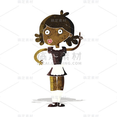 卡通惊讶的女仆