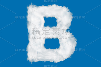 字母B字体形状元素组成的云上蓝色