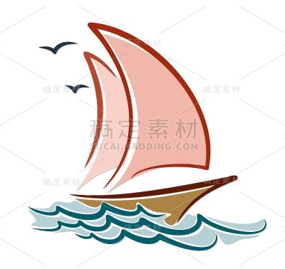 海上的帆船。